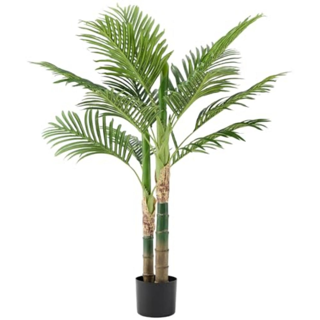 4FT Artificial Palm Tree | Faux Tropical Floor Plant with Shapeable Branches | Living Room and Bedroom Decor
