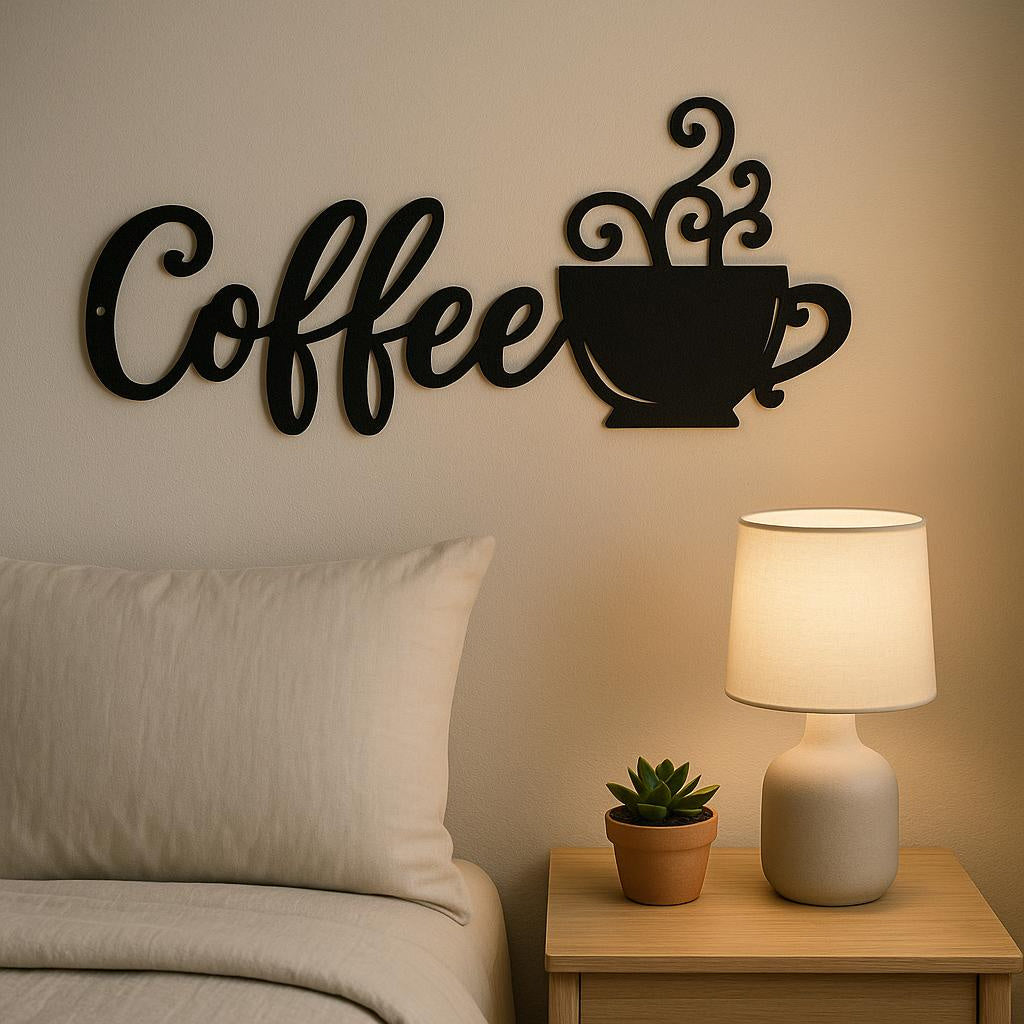 Coffee Metal Wall Decor Sign | Iron Coffee Mug Wall Art | Kitchen, Coffee Bar and Cafe Decor