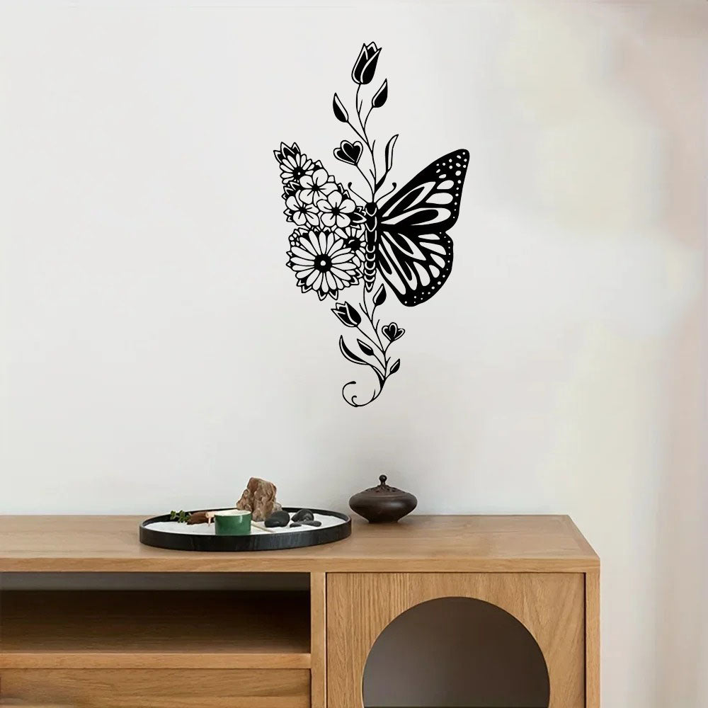 Sunflower Butterfly Metal Wall Art | Handmade Iron Wall Sculpture | Rustic Farmhouse and Nature-Inspired Decor
