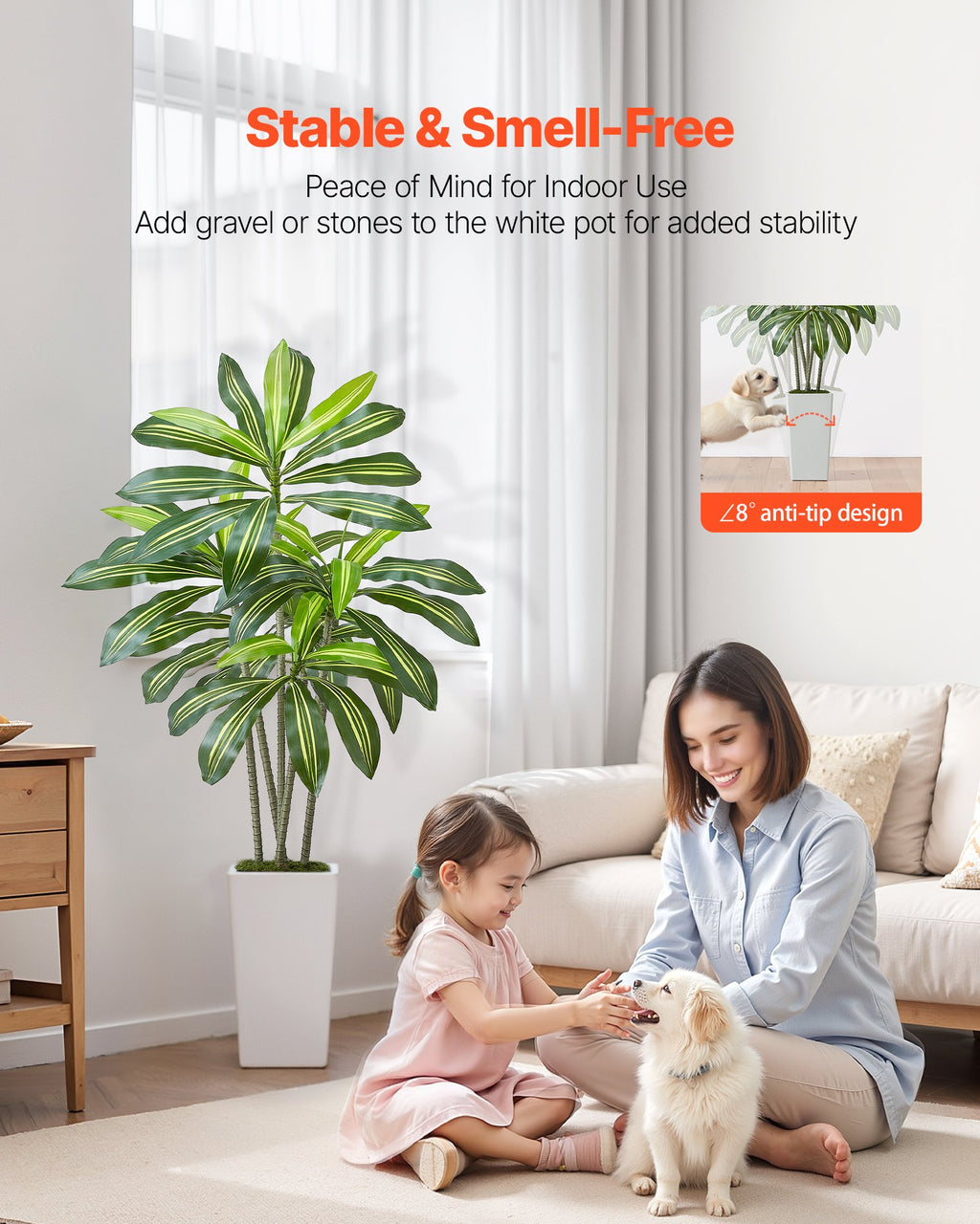 5FT Artificial Tropical Tree | Faux Indoor Floor Plant with Realistic Leaves | Living Room, Office and Home Decor