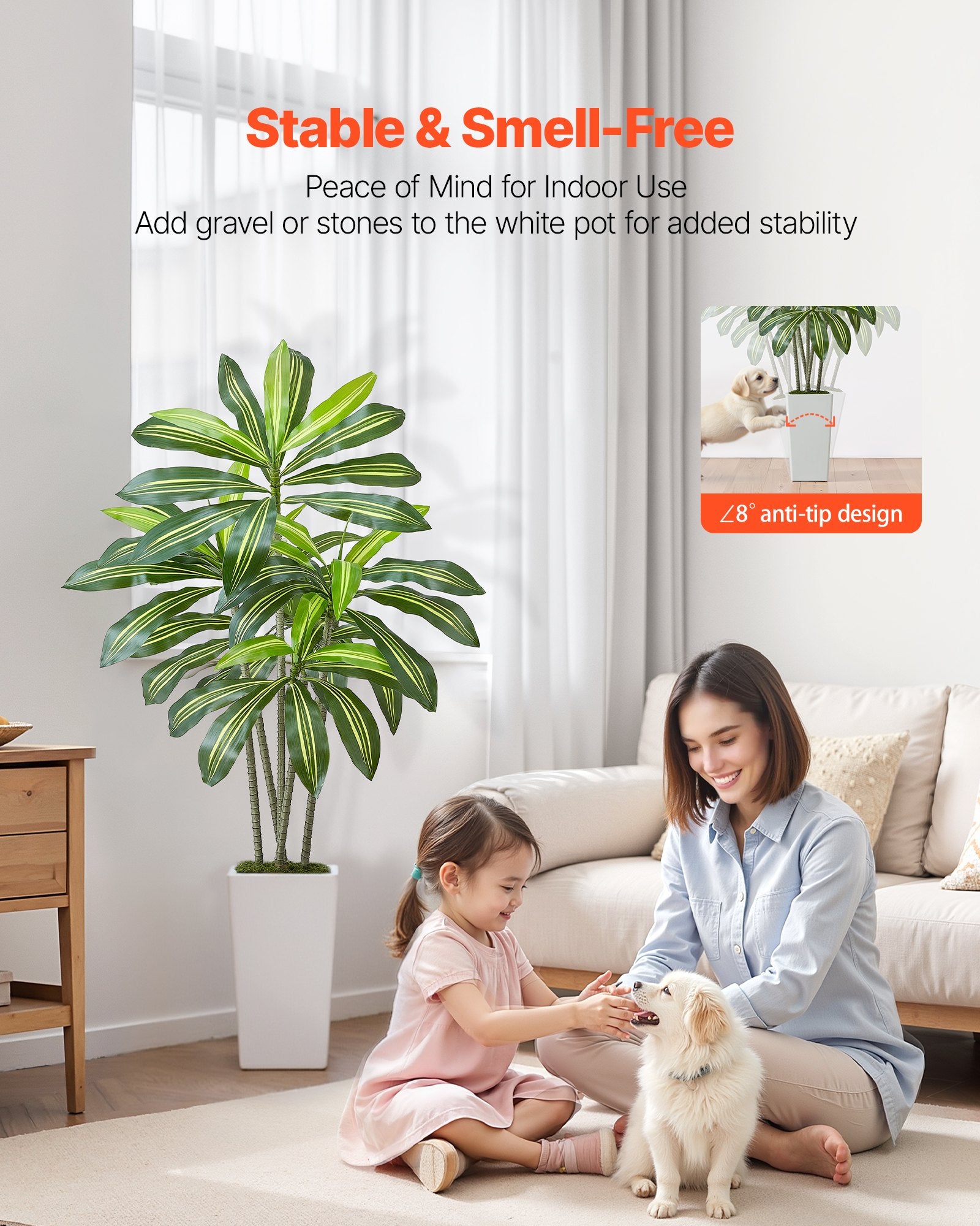 5FT Artificial Tropical Tree | Faux Indoor Floor Plant with Realistic Leaves | Living Room, Office and Home Decor