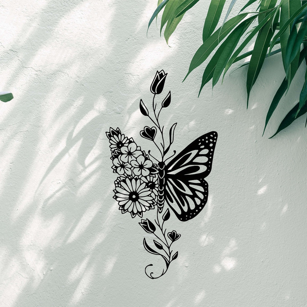 Sunflower Butterfly Metal Wall Art | Handmade Iron Wall Sculpture | Rustic Farmhouse and Nature-Inspired Decor