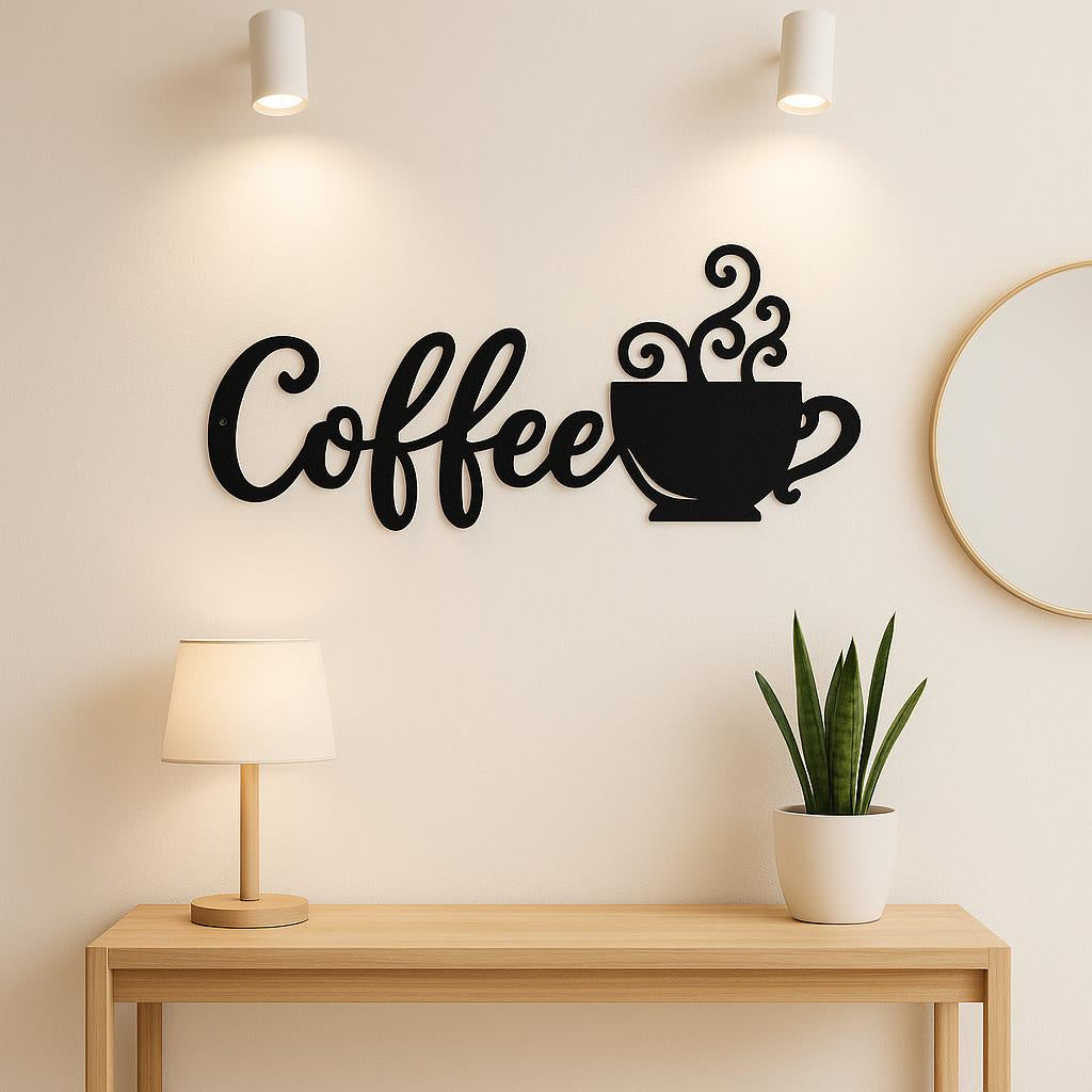 Coffee Metal Wall Decor Sign | Iron Coffee Mug Wall Art | Kitchen, Coffee Bar and Cafe Decor
