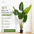 5FT Artificial Bird of Paradise Tree | Faux Tropical Indoor Plant with Adjustable Branches | Home and Office Decor