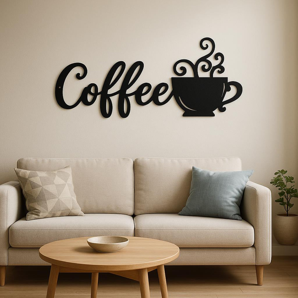 Coffee Metal Wall Decor Sign | Iron Coffee Mug Wall Art | Kitchen, Coffee Bar and Cafe Decor
