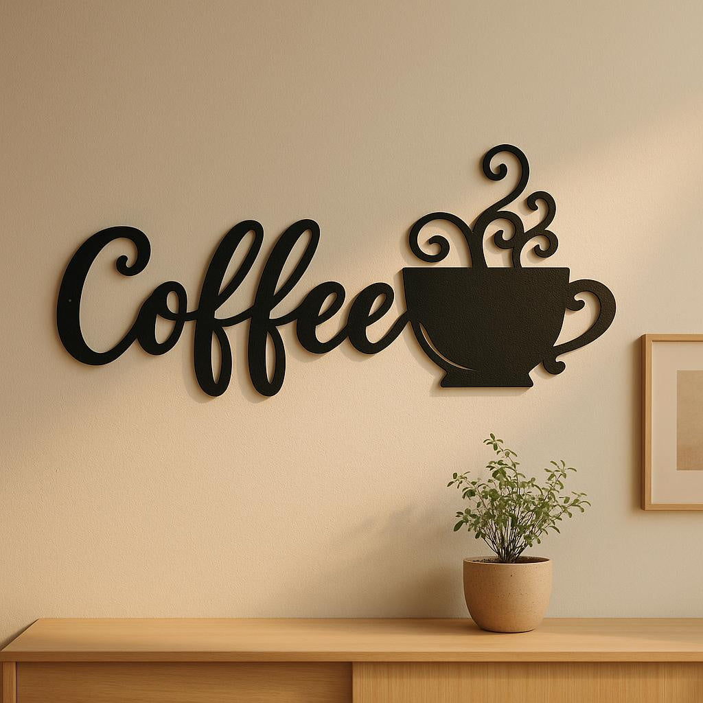 Coffee Metal Wall Decor Sign | Iron Coffee Mug Wall Art | Kitchen, Coffee Bar and Cafe Decor