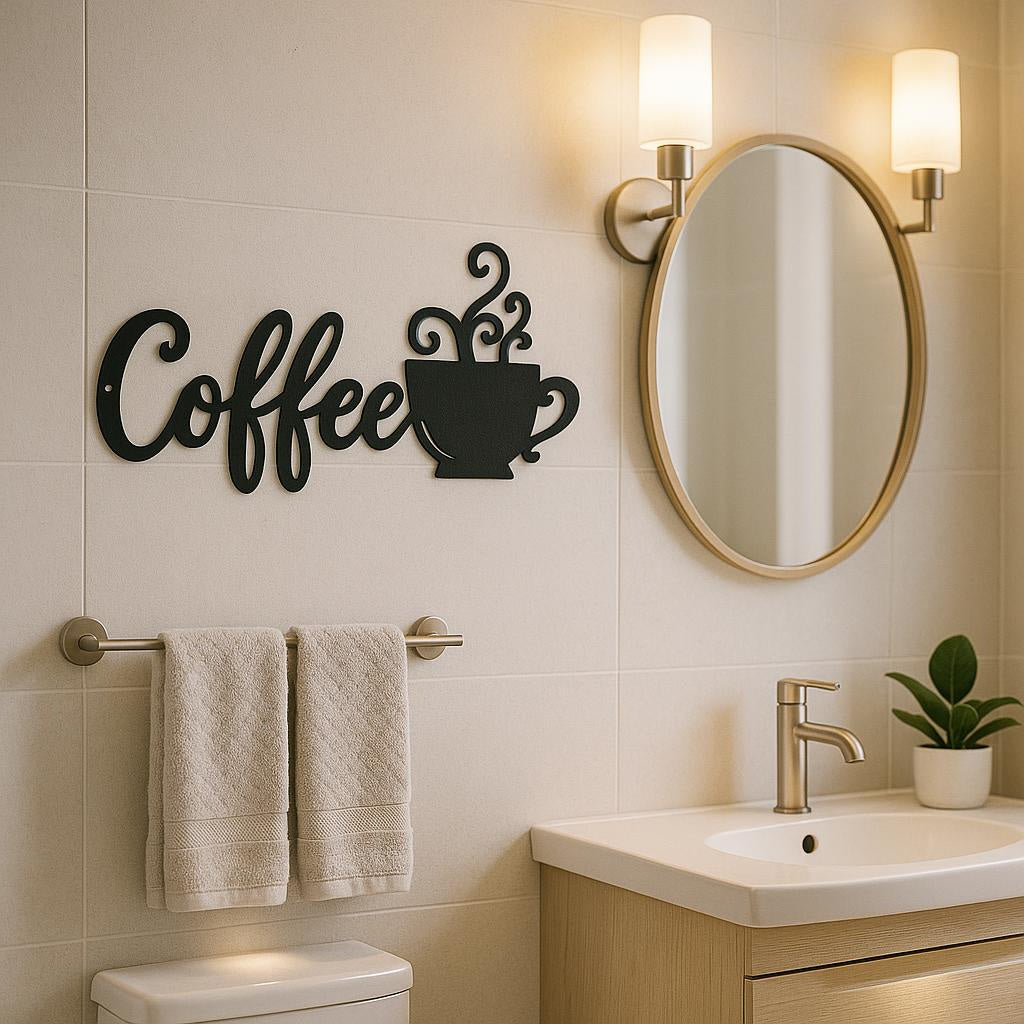 Coffee Metal Wall Decor Sign | Iron Coffee Mug Wall Art | Kitchen, Coffee Bar and Cafe Decor