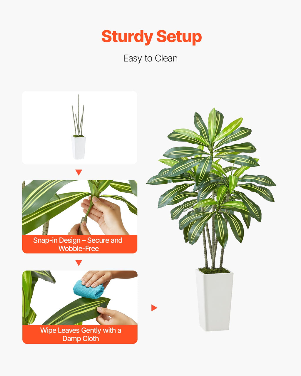 5FT Artificial Tropical Tree | Faux Indoor Floor Plant with Realistic Leaves | Living Room, Office and Home Decor